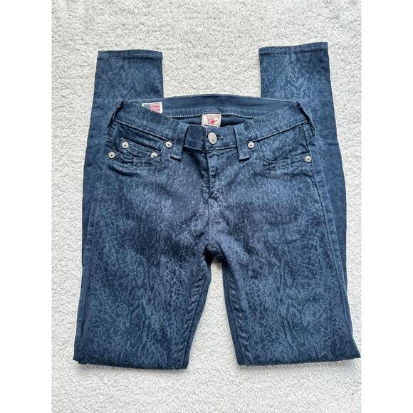 True Religion Denim - True Religion Halle Skinny Stretch Jeans Snake Print Blue Y2K - Size 27